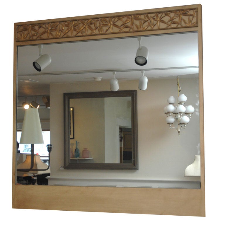 Large Mirror with Carved Bamboo Motif