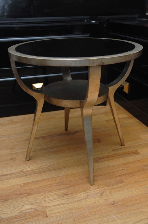 Wood Beautiful Silver Leafed Side Table By James Mont