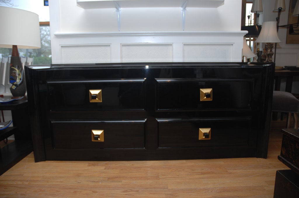 American Exquisite Black Lacquered Dresser by James Mont ( PAIR AVAILABLE )