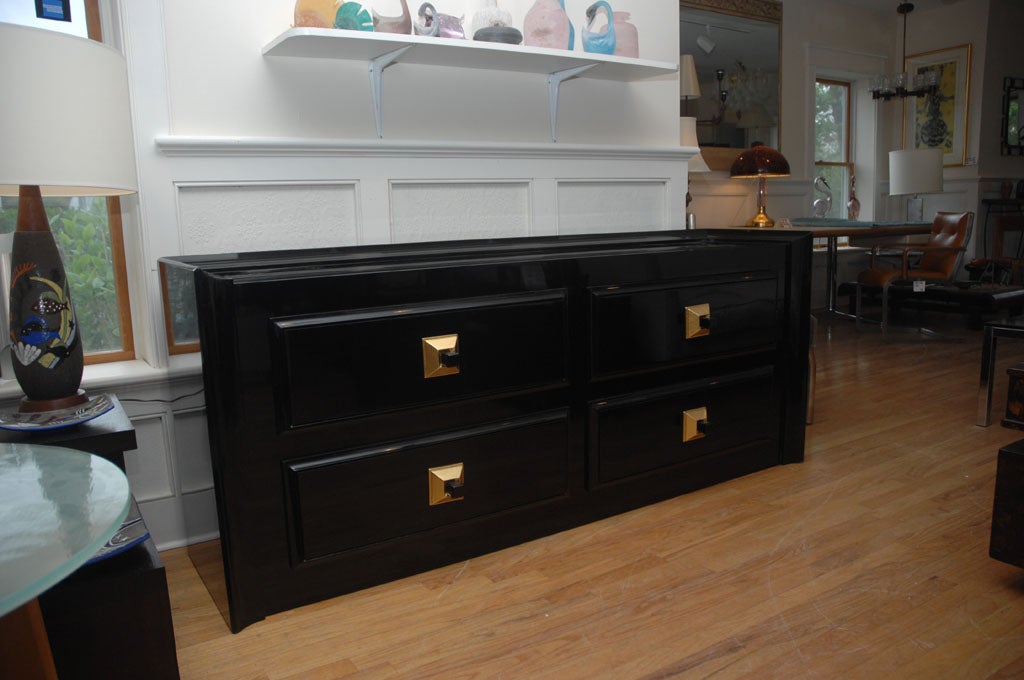 Exquisite Black Lacquered Dresser by James Mont ( PAIR AVAILABLE ) In Excellent Condition In New York, NY