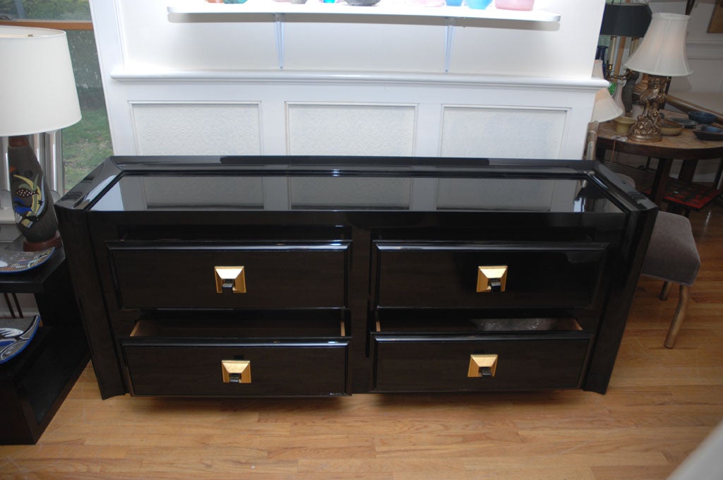 Mid-20th Century Exquisite Black Lacquered Dresser by James Mont ( PAIR AVAILABLE )