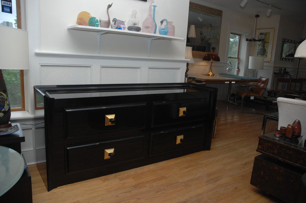 Exquisite Black Lacquered Dresser by James Mont ( PAIR AVAILABLE ) 3