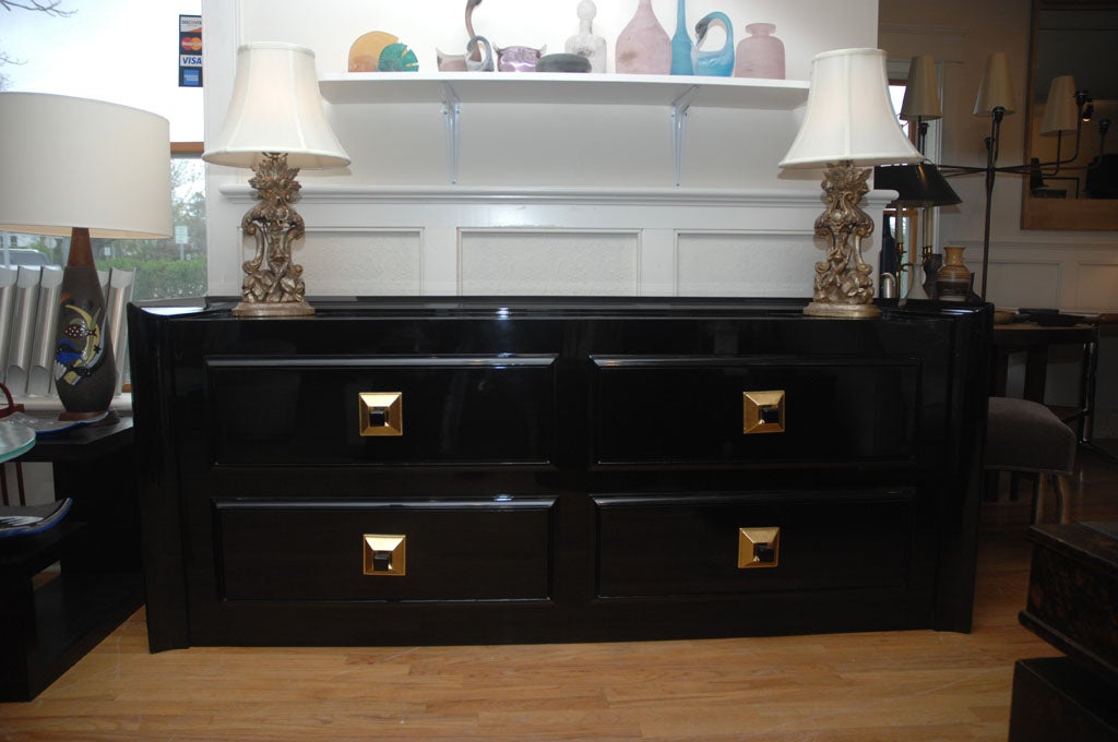 Exquisite Black Lacquered Dresser by James Mont ( PAIR AVAILABLE ) 4