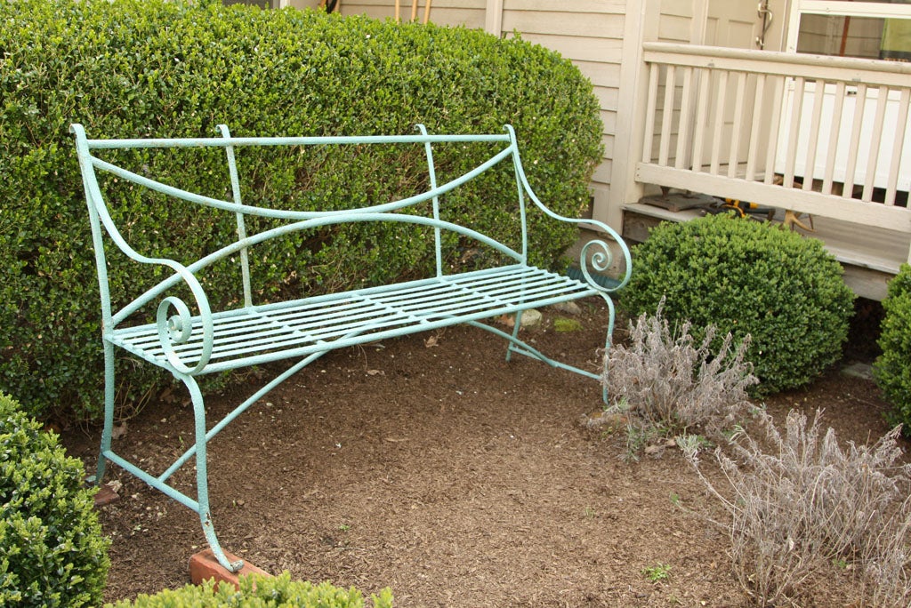 English Fine Wrought Iron Regency Garden Bench