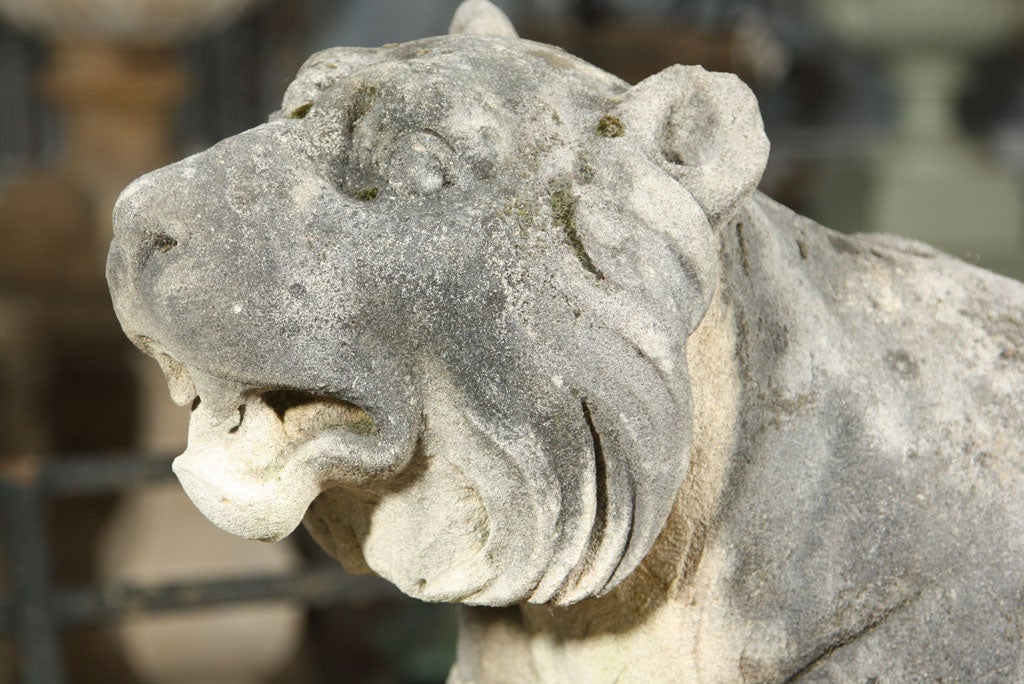 French Carved Limestone Prowling Tiger