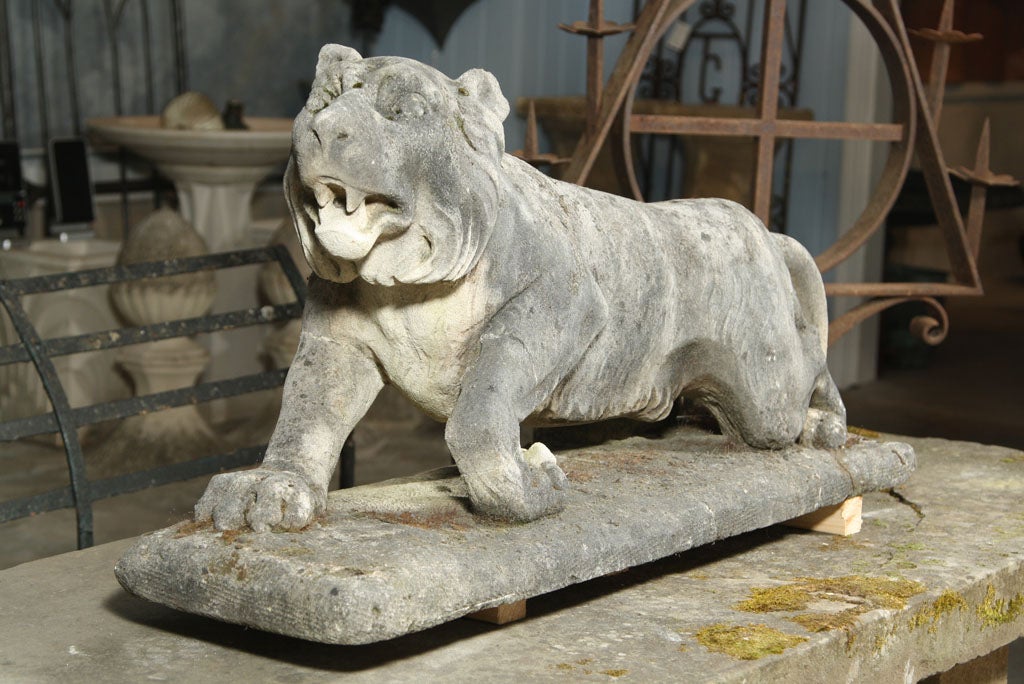 Carved Limestone Prowling Tiger 1