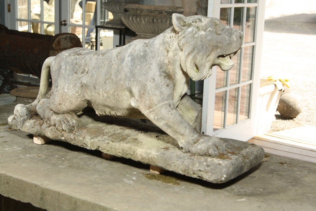 Carved Limestone Prowling Tiger 3