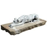 Pair of Lead Whippets on Stone Plinths