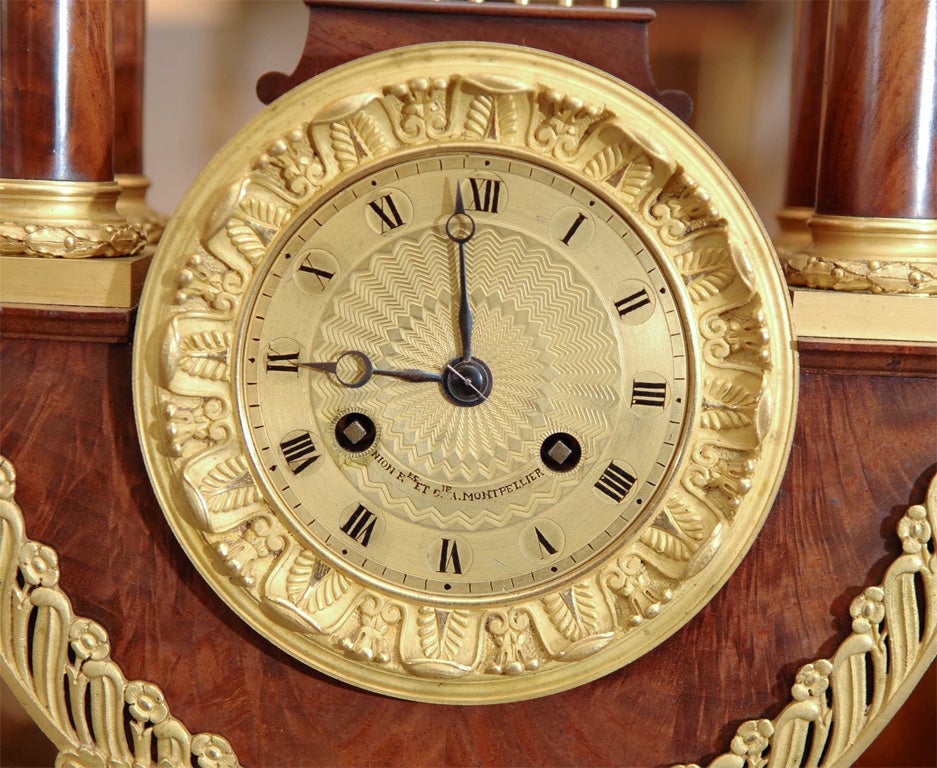 19th Century Large Empire Lyre Clock