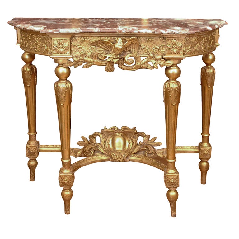 19th Louis XVI Console/with marble top