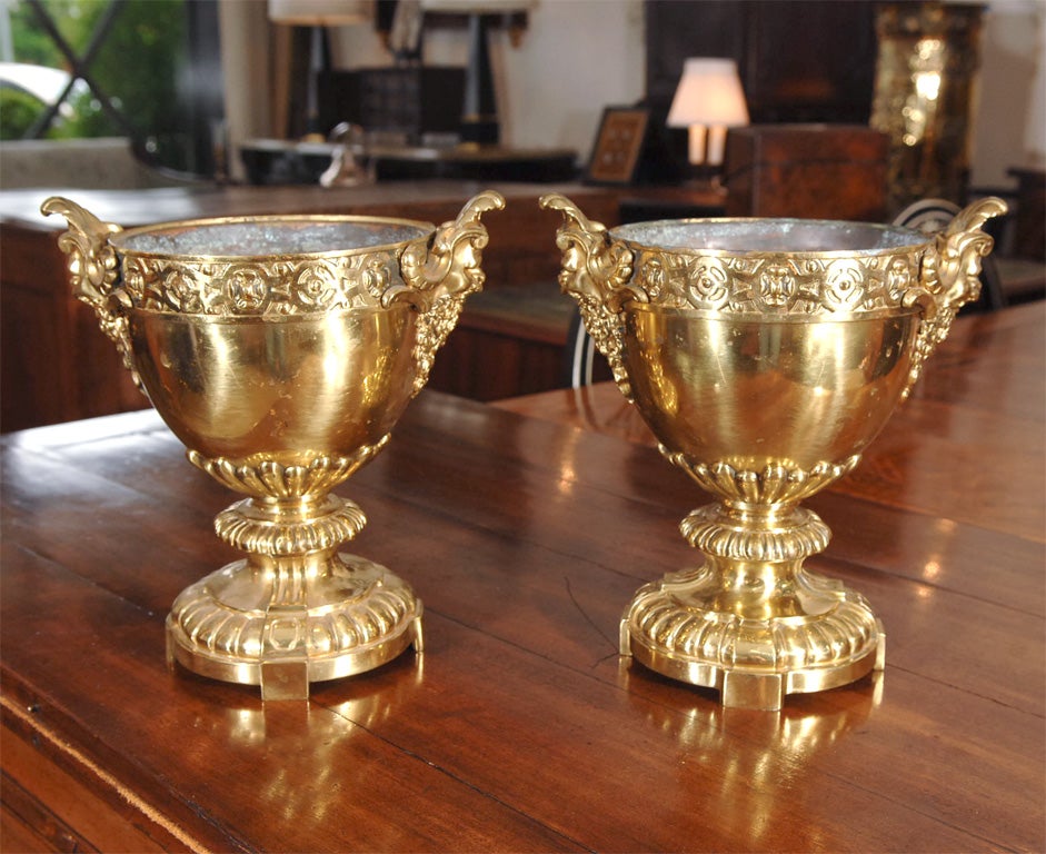 Pair of Brass Jardiniers