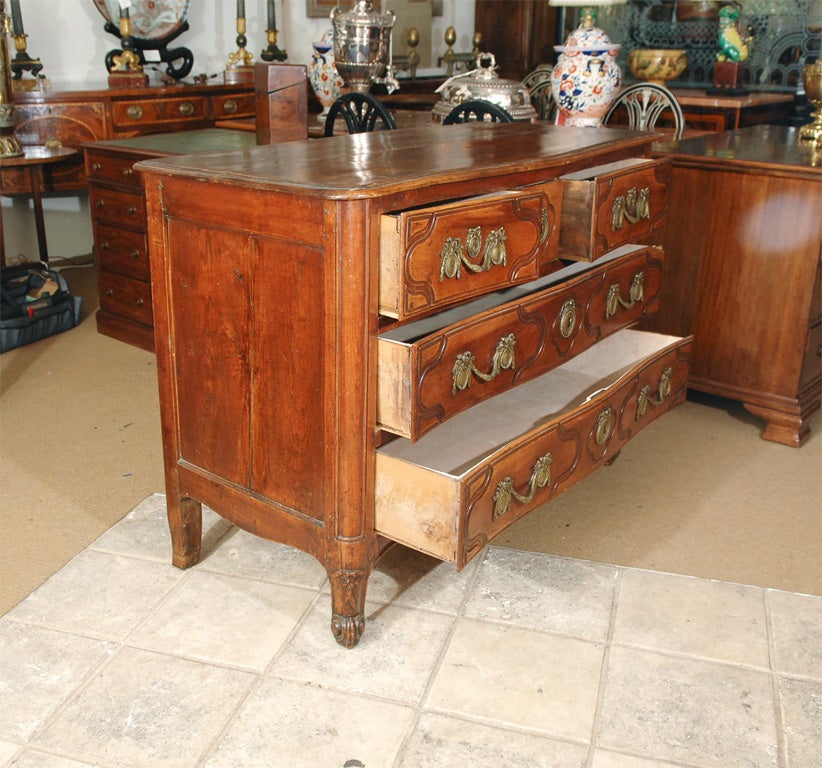 Walnut Louis XV Commode by Hubert Roux For Sale