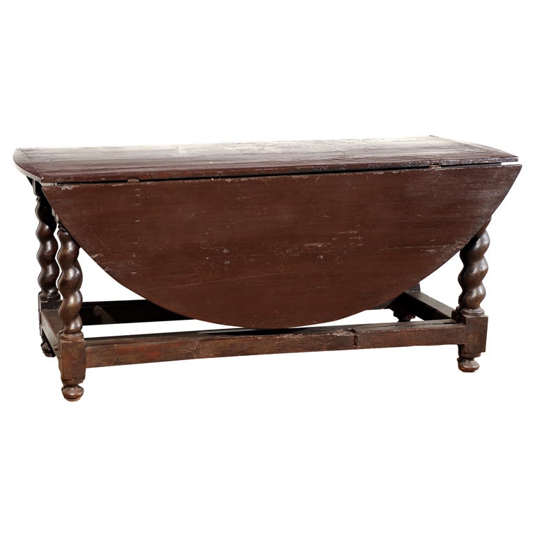 Spanish Twisted Leg Drop-Leaf Table For Sale