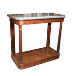 MAHOGANY CONSOLE TABLE W/ GREY MARBLE TOP