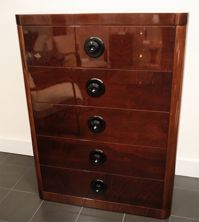 Tall Deco Mahogany Chest of Drawers
