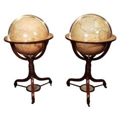 Used Monumental Pair of Cary's Library Globes