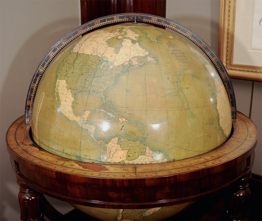 Mahogany A Large-Scale Globe Showing the Addition of Texas For Sale