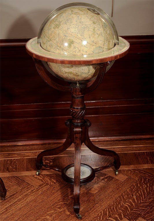 19th Century Pair of Library Globes Showing Discoveries in Texas For Sale