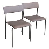 Pair of Modern Chrome Stacking Chairs