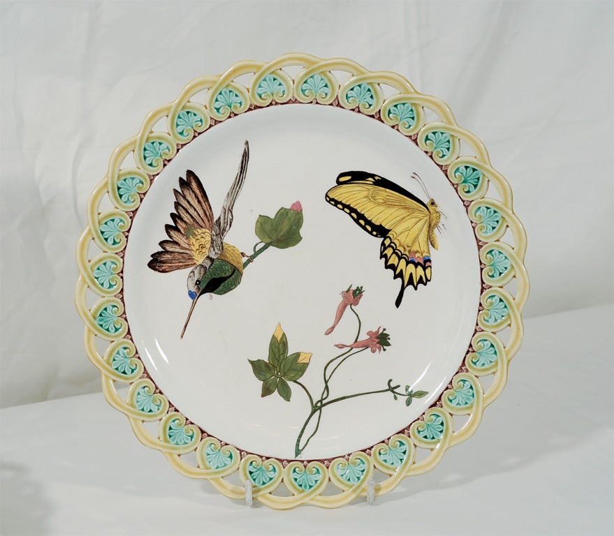 9 Wedgwood Majolica  Pierced Plates Birds and Butterflies 2