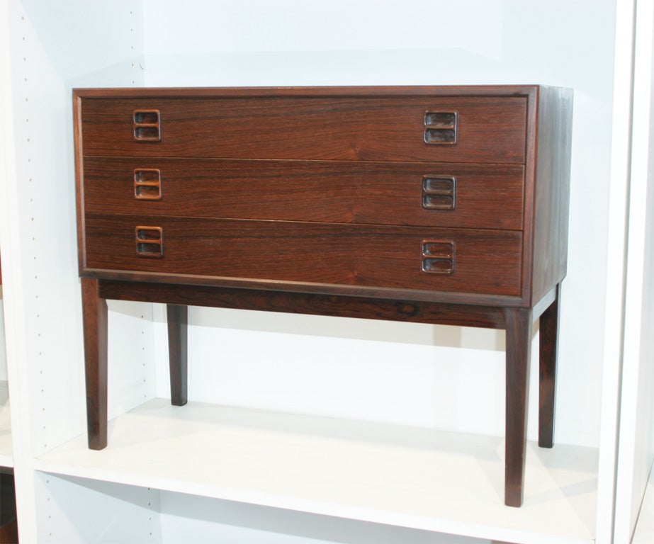 Pair of Rosewood Danish Modern 3 Drawer Nightstands