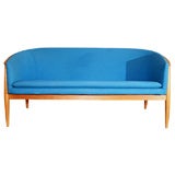 Danish Modern Teak and Blue Sofa