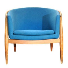 Danish Modern Teak and Blue Armchair