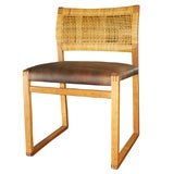 Set of 10 Oak Cane and Leather Dining Chairs by Borge Mogensen