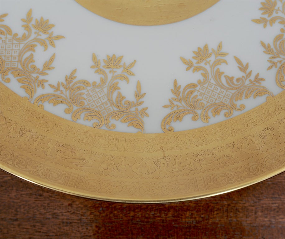 20th Century Bavarian White and 24K Gold 'Roseport' Porcelain Dish