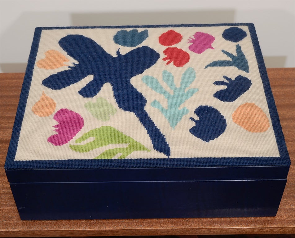 French Leather and Needlepoint Box 2