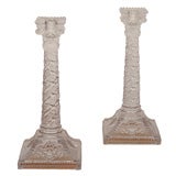 Antique Pair of Turn of the Century Baccarat Glass Candlesticks