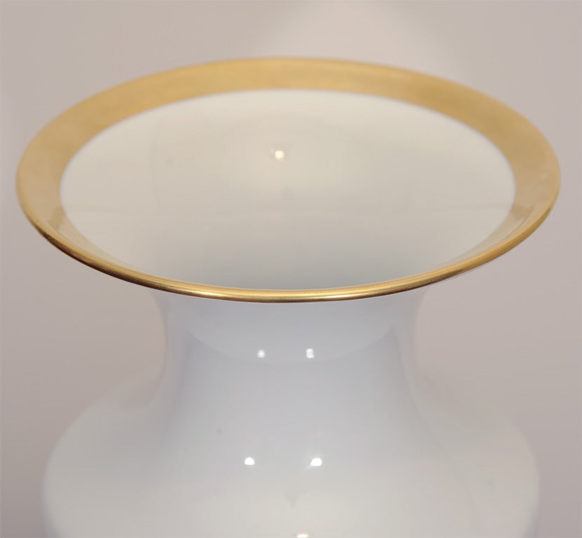 Mid-20th Century Overscaled Bavarian Porcelain and Gilt Vase by Jaeger and Co.