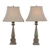Pair of 1890s Wood Balustrades made into Lamps
