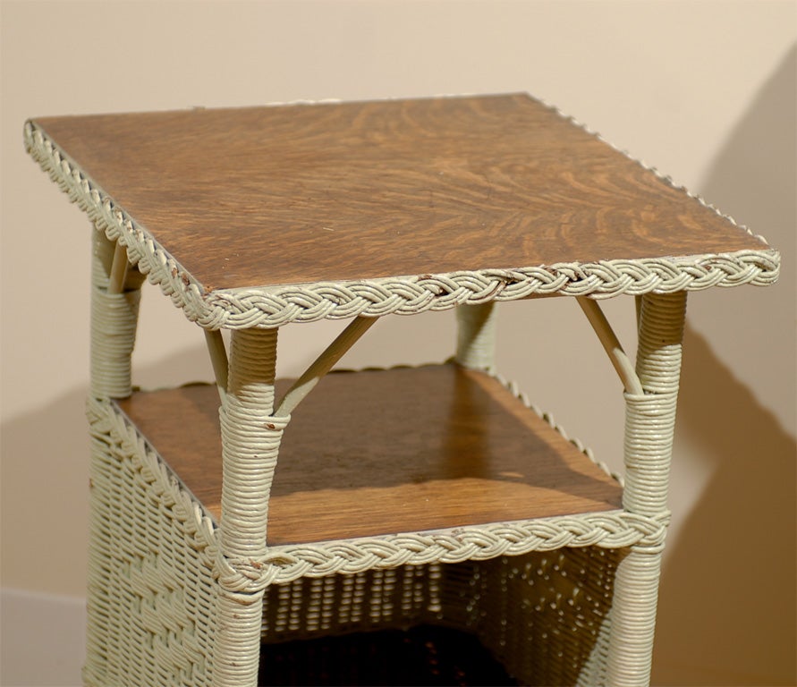 20th Century 1920's American Wicker Telephone Side Table