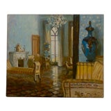Painting of an Interior circa 1980 Oil on Canvas