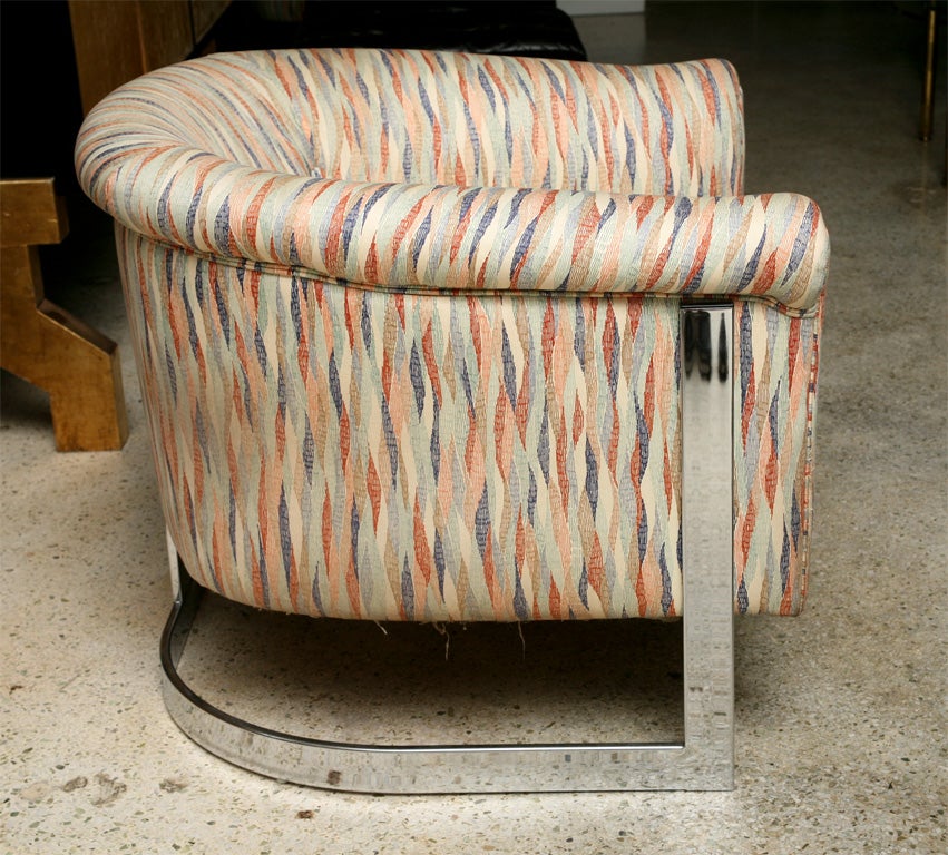 American Pair of Milo Baughman Polished Chrome Club Chairs
