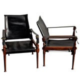 CLASSIC BLACK LEATHER SAFARI CHAIRS