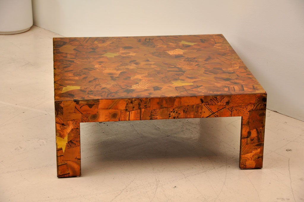 Mid-20th Century Square Copper And Resin Coffee Table