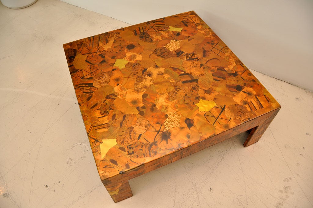 Square Copper And Resin Coffee Table 2