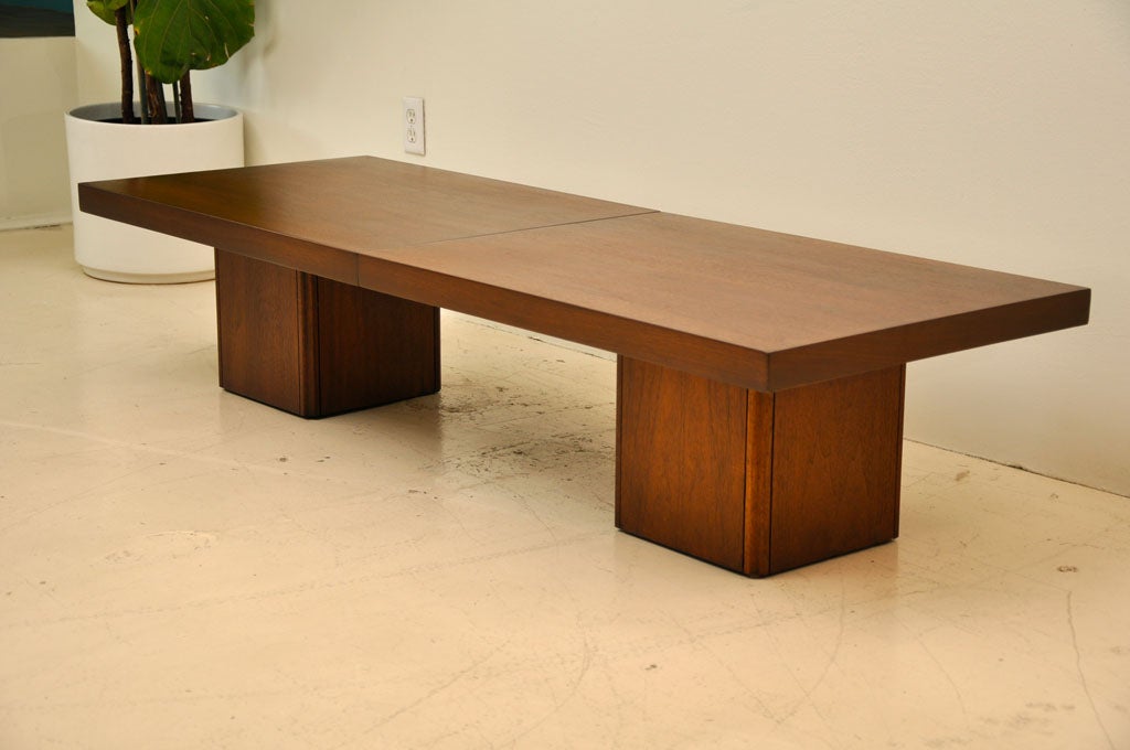 Walnut John Keal coffee table that expands to 96
