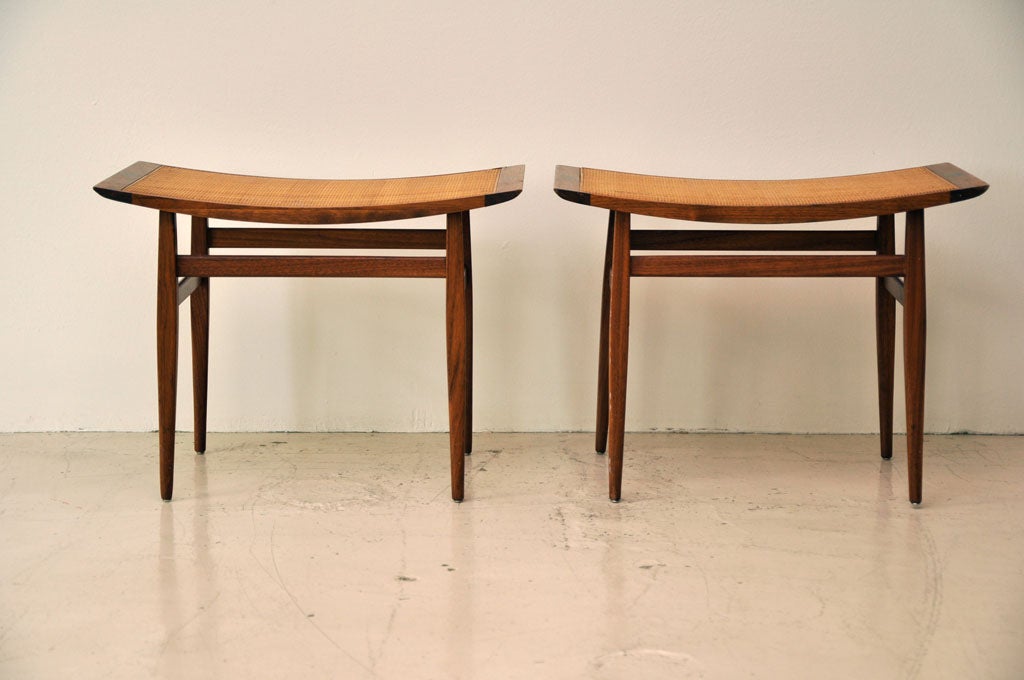 American Pair Of Caned Benches
