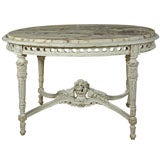 FRENCH MARBLE TOP  OVAL CENTER TABLE