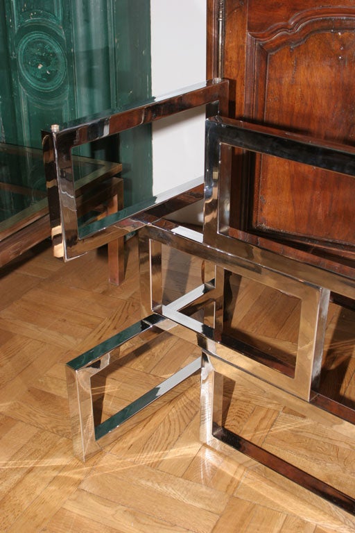 American Geometric  Polished Chrome Console or Dining Table Base