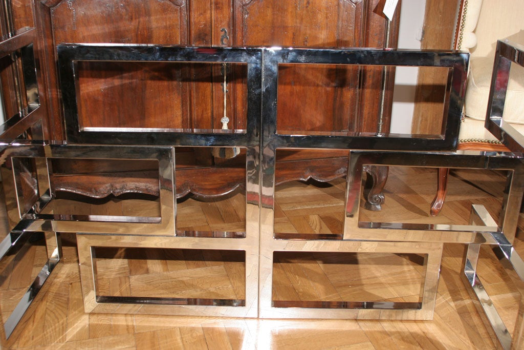 Mid-20th Century Geometric  Polished Chrome Console or Dining Table Base