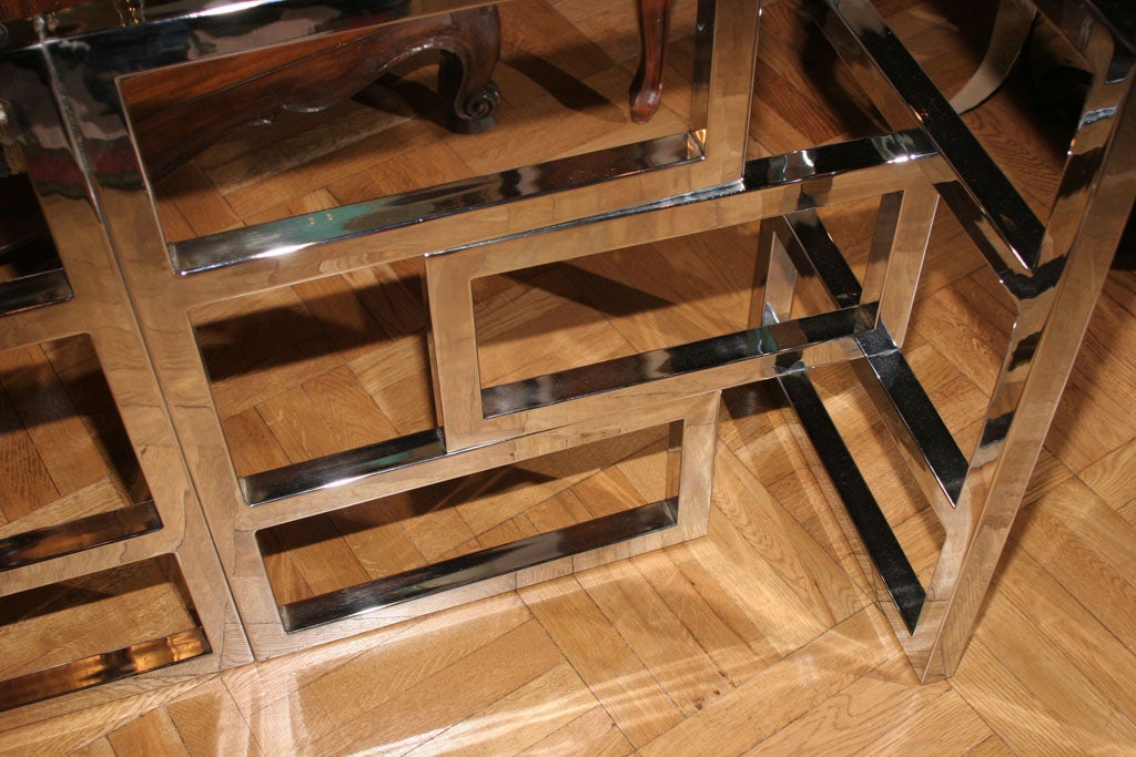 Geometric  Polished Chrome Console or Dining Table Base 1