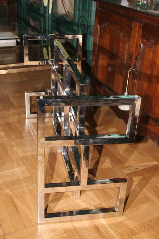 Geometric  Polished Chrome Console or Dining Table Base 2