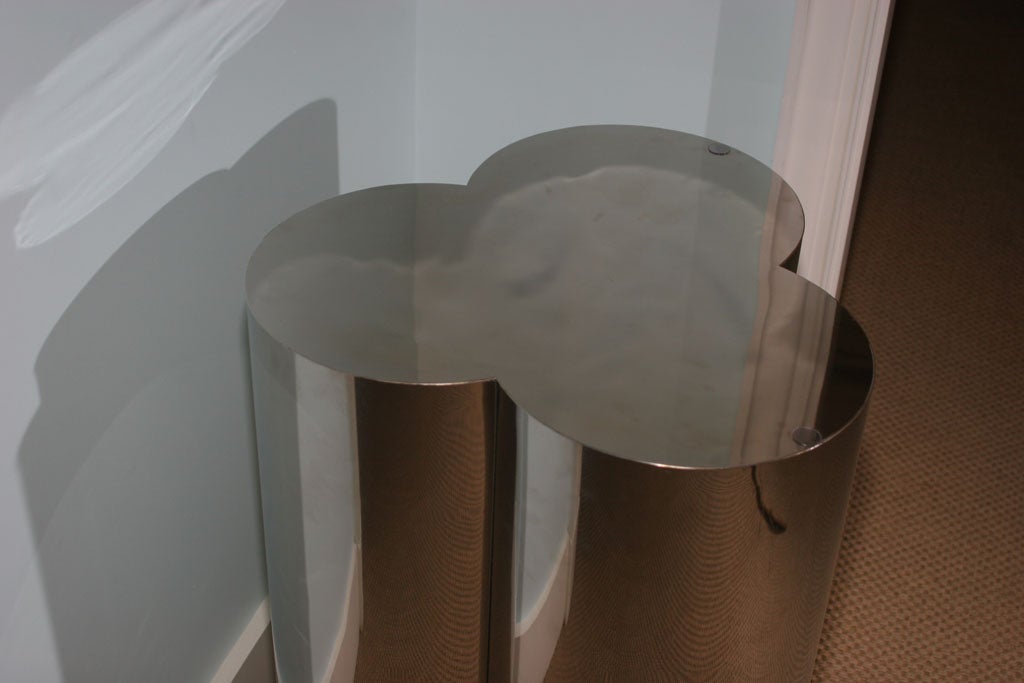 Pair of Trefoil Shaped Brushed Chrome Dining Table Bases 1