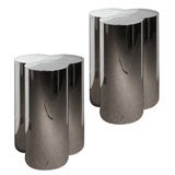 Pair of Trefoil Shaped Brushed Chrome Dining Table Bases