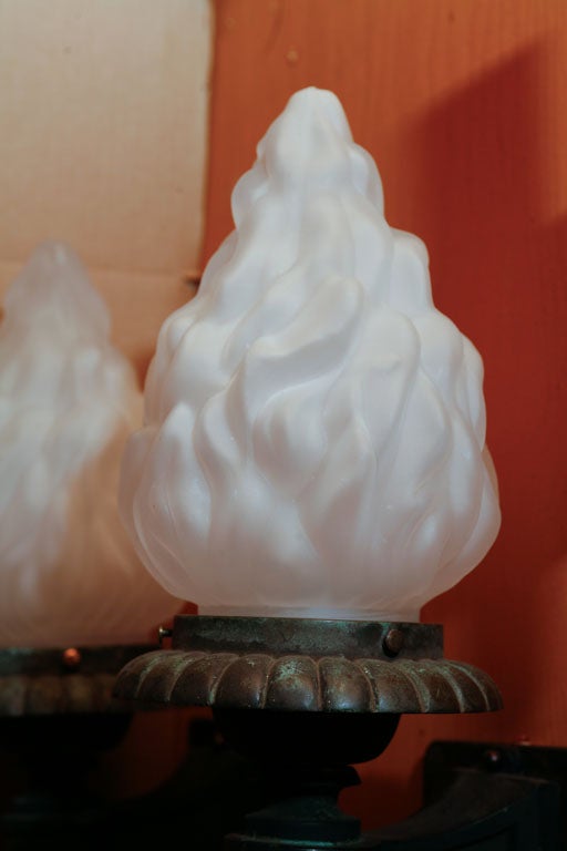 Pair Heavy Bronze Outdoor Wall Lights