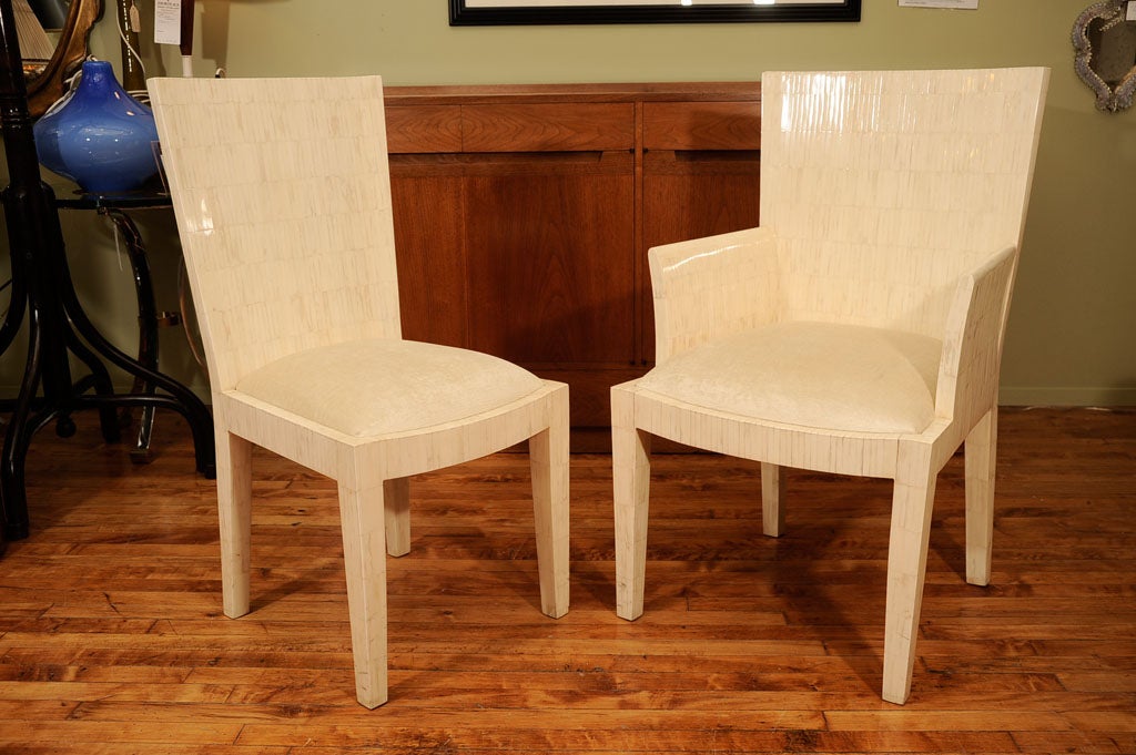 Set of Eight  Vintage Bone Chairs in the Manner of Karl Springer 6